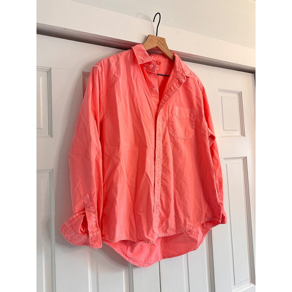 Fresh Produce Neon Coral Pink Cotton Button Down Shirt XS ALSOXFD Relaxed Fit - Picture 3 of 4